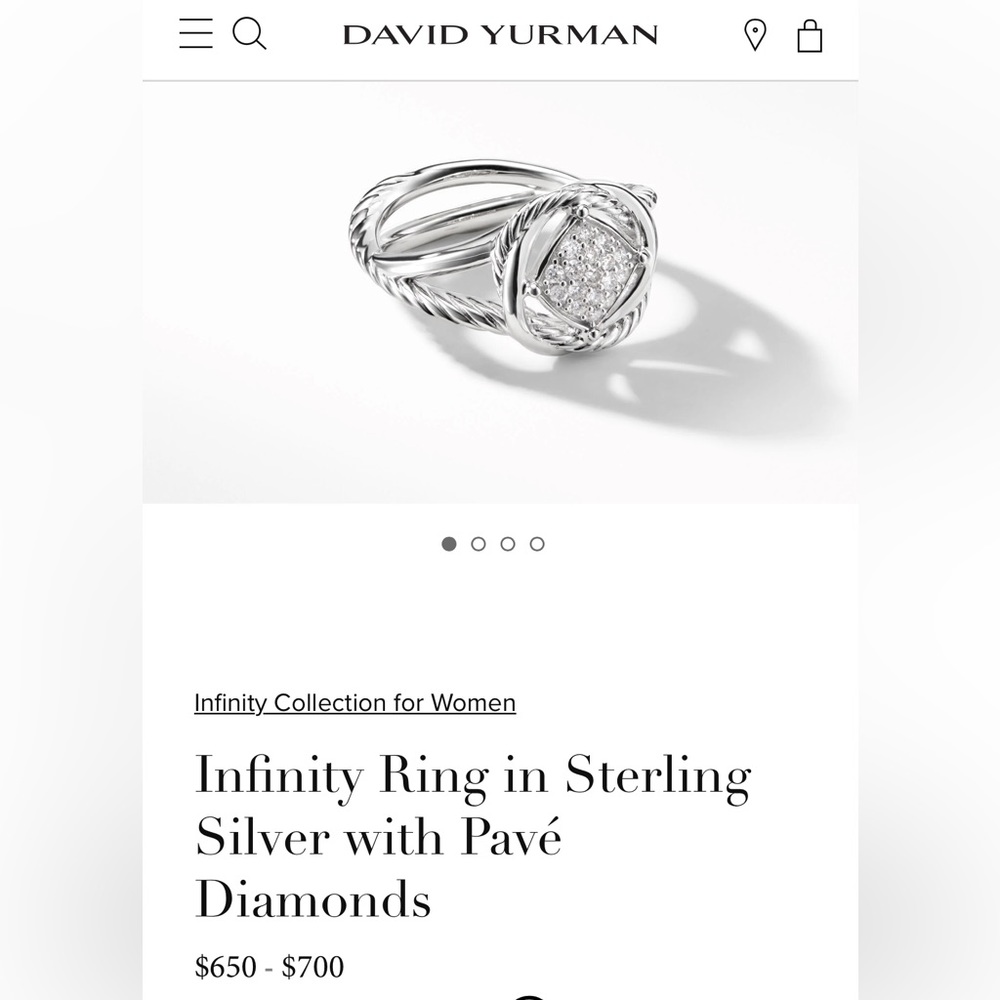 David Yurman Infinity Ring in Sterling Silver with Pavé Diamonds